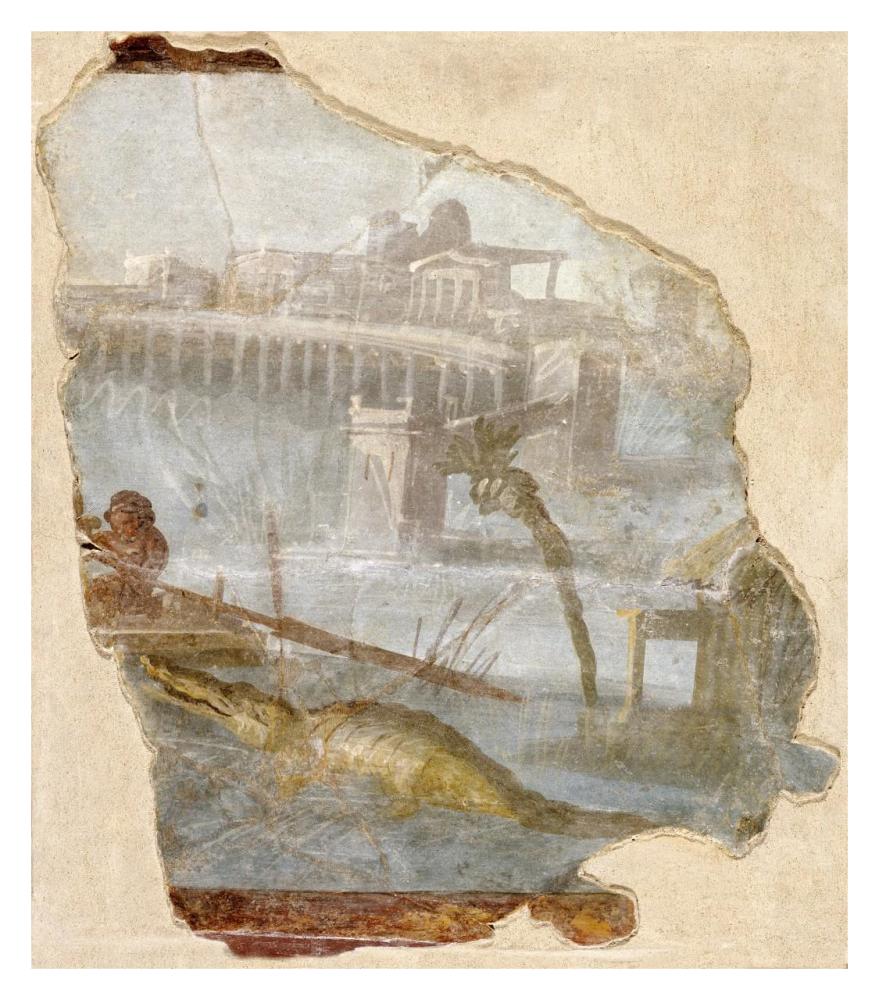 Fresco Fragment with Nilotic Landscape-Paper Art-28"x32"