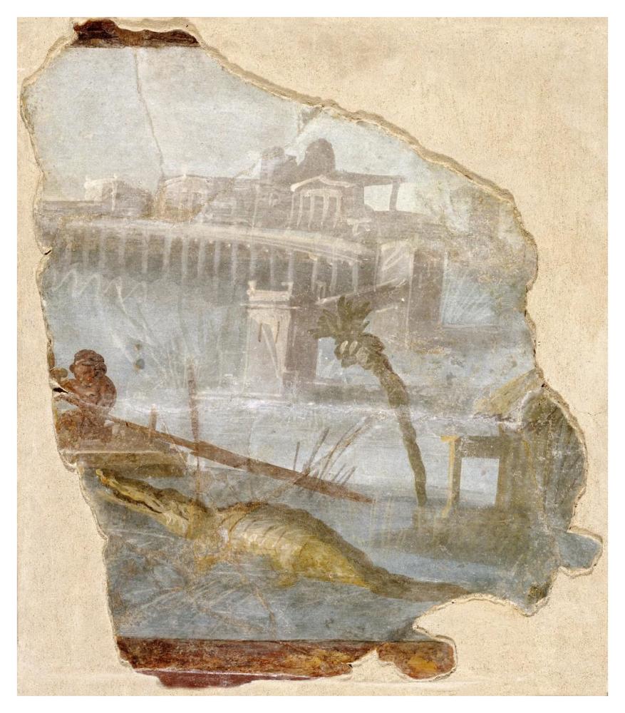 Fresco Fragment with Nilotic Landscape-Paper Art-37"x42"