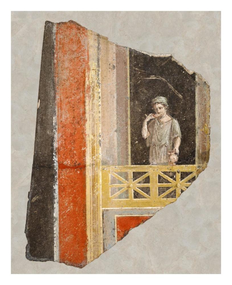 Fresco Fragment:  Woman on a Balcony-Paper Art-22"x26"