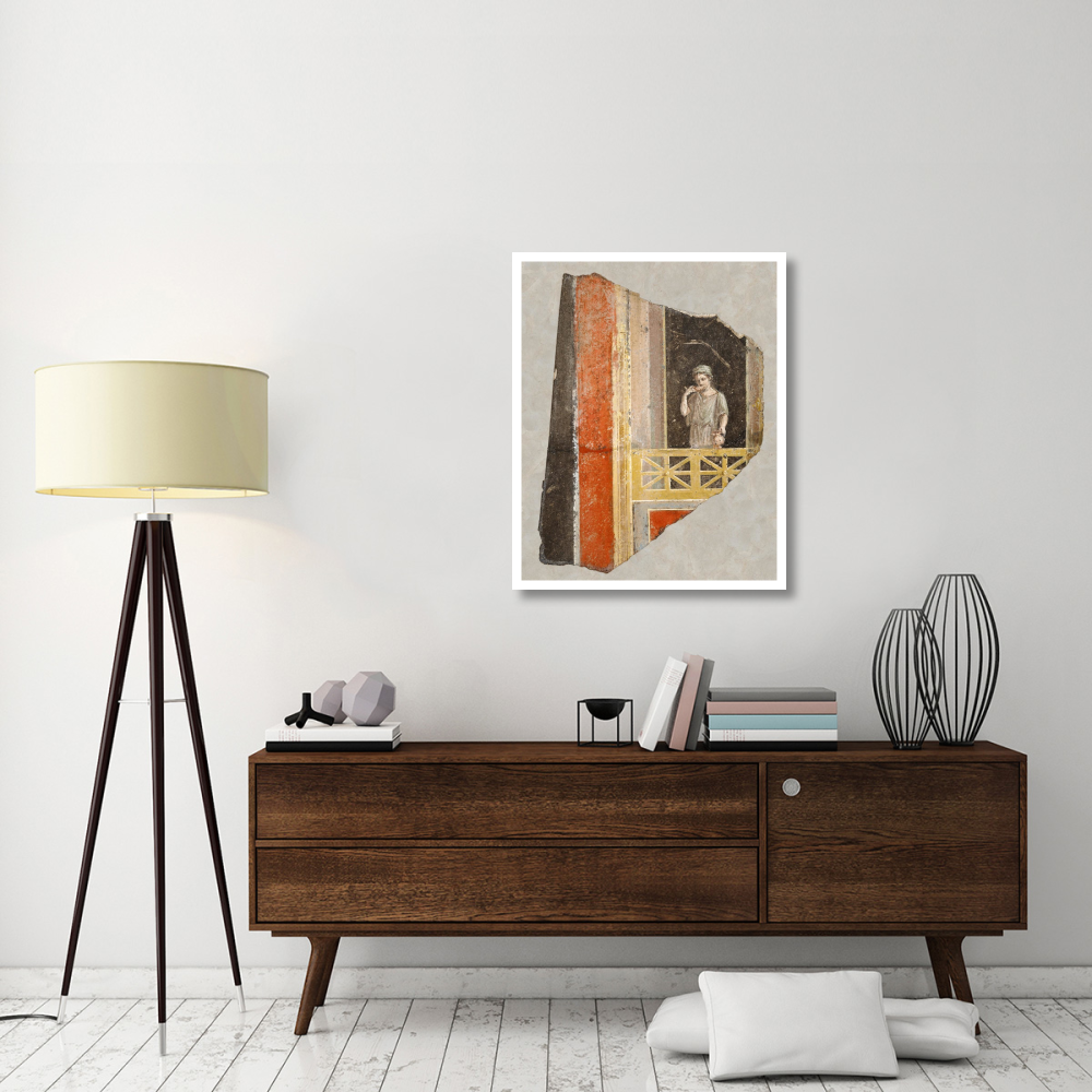 Fresco Fragment  Woman on a Balcony-Paper Art-30&quotx37"