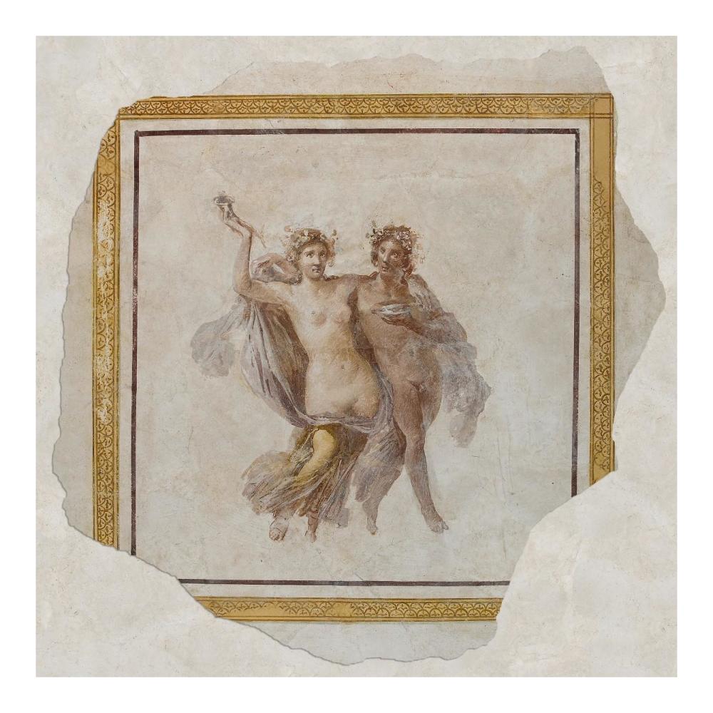 Fresco Panel Depicting Dionysos and Ariadne-Paper Art-20"x20"