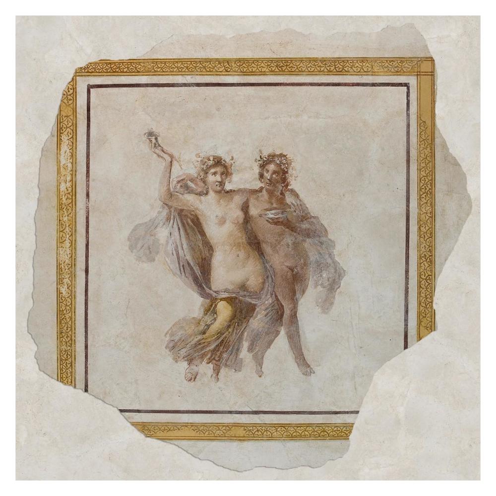 Fresco Panel Depicting Dionysos and Ariadne-Paper Art-32"x32"