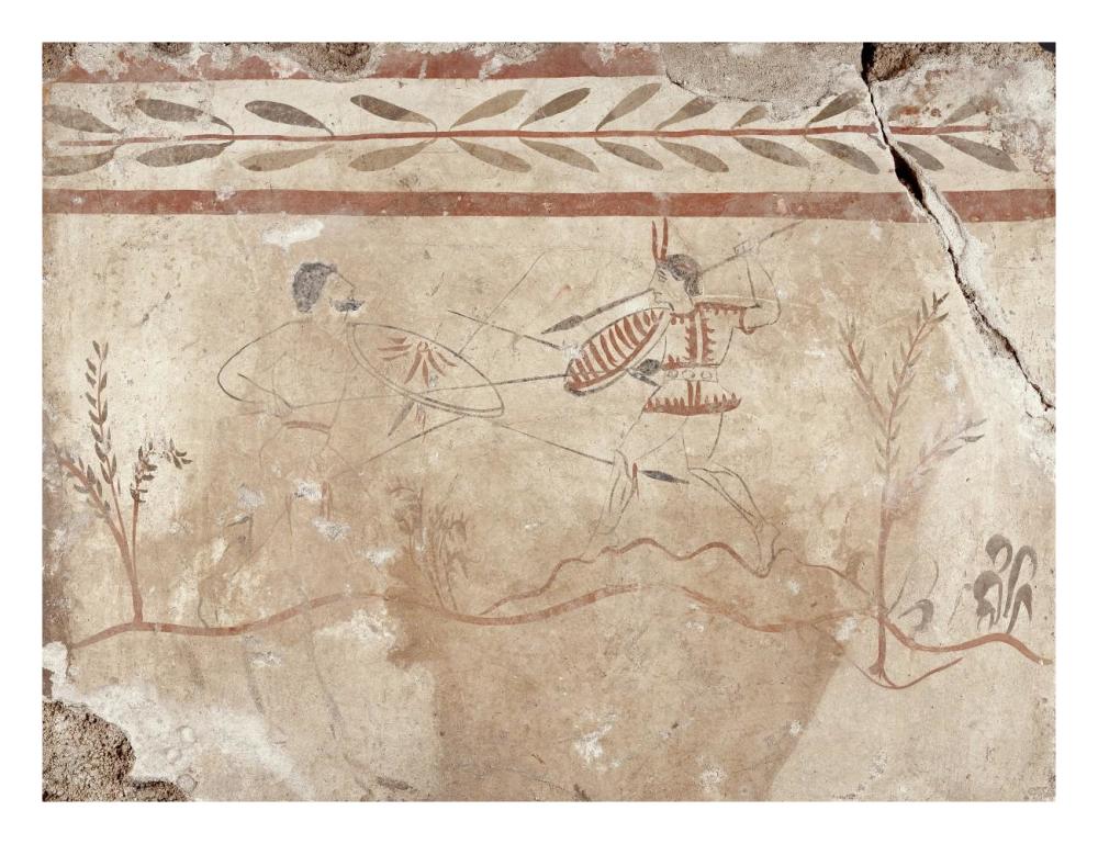 Fresco Panel with Two Warriors-Paper Art-26"x20"
