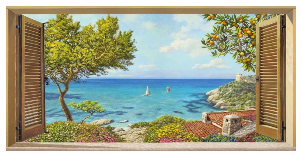 Finestra sul mare-Paper Art-50"x26"