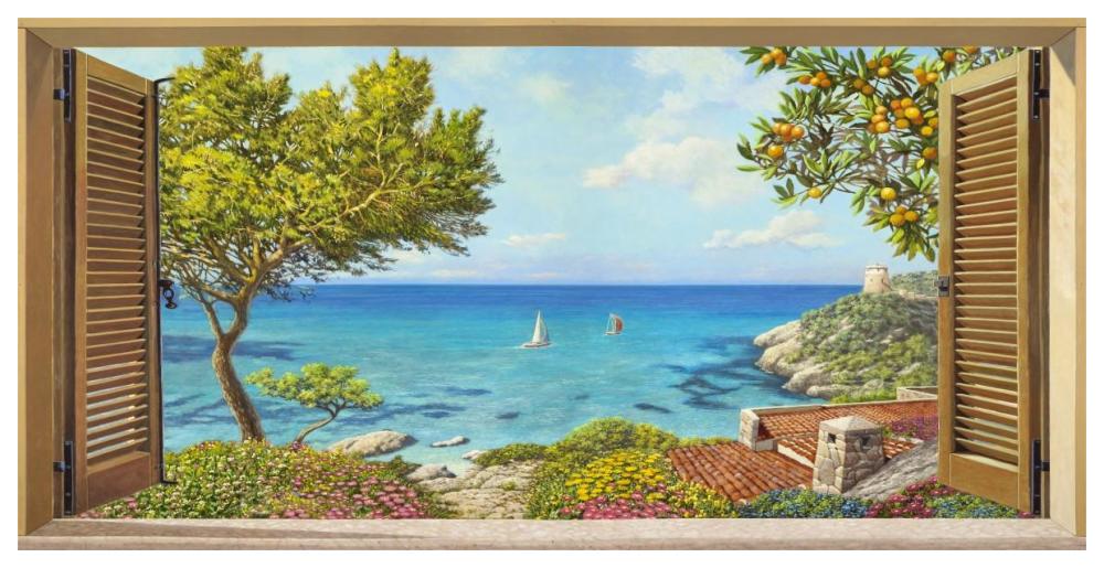 Finestra sul mare-Paper Art-62"x32"