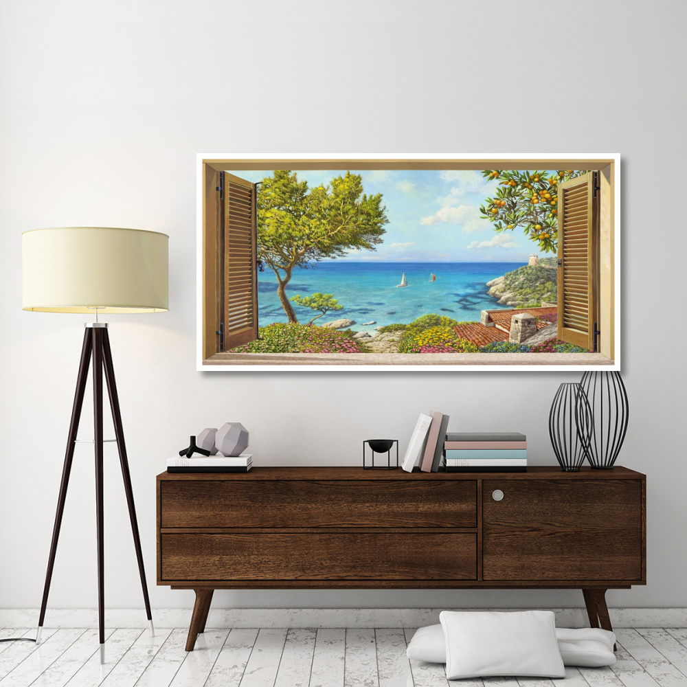 Finestra sul mare-Paper Art-74&quotx38"