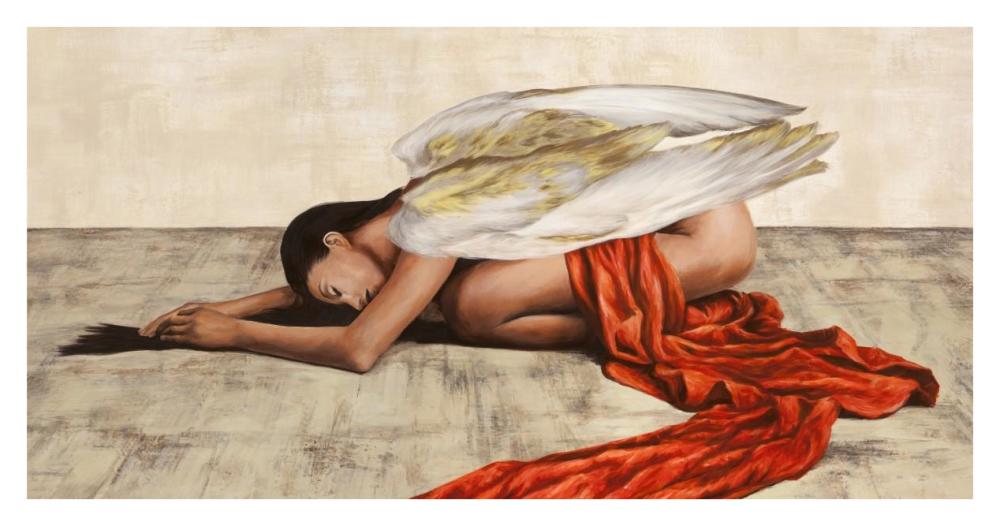 Reclined Angel (detail)-Paper Art-38"x20"