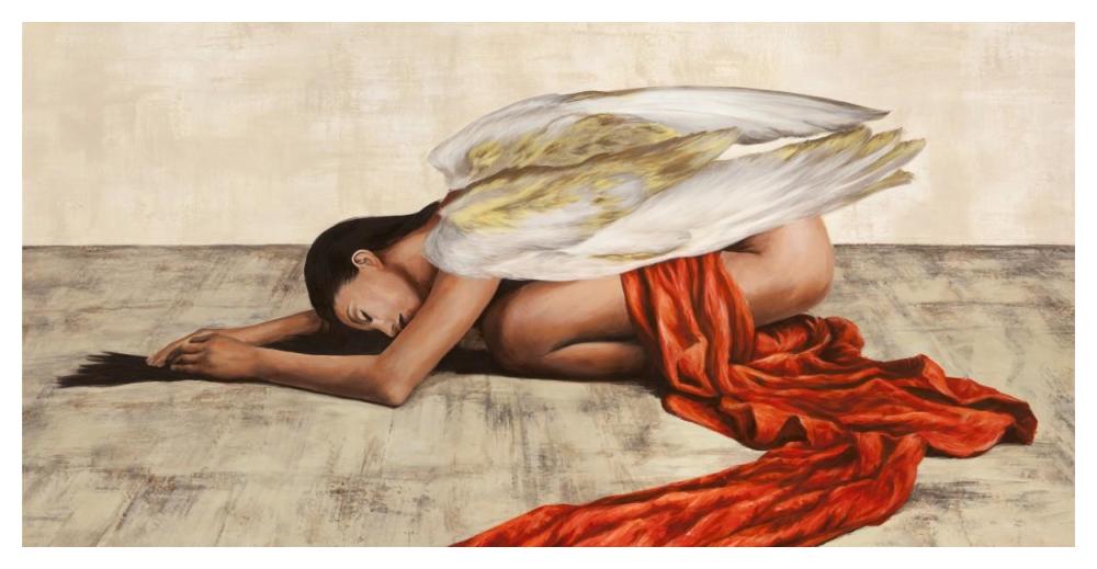 Reclined Angel (detail)-Paper Art-50"x26"