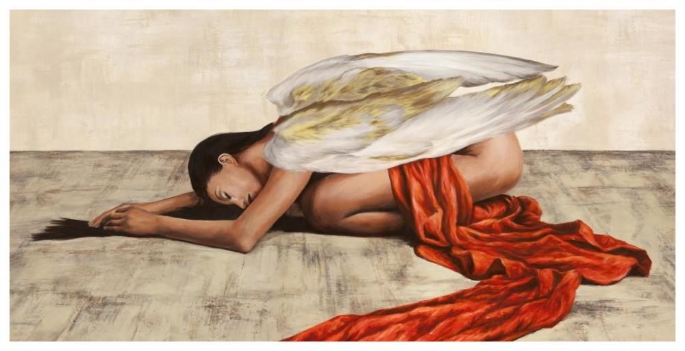 Reclined Angel (detail)-Paper Art-74"x38"