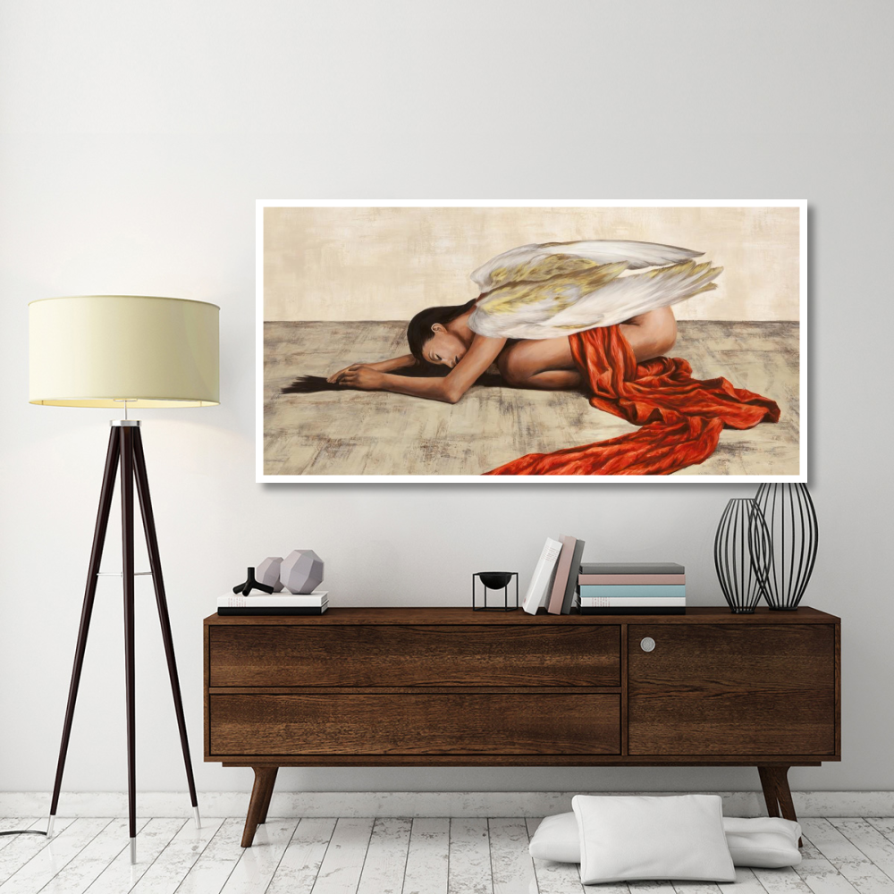 Reclined Angel (detail)-Paper Art-74&quotx38"