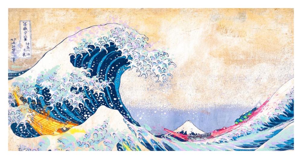 Hokusai's Wave 2.0 (detail)-Paper Art-38"x20"