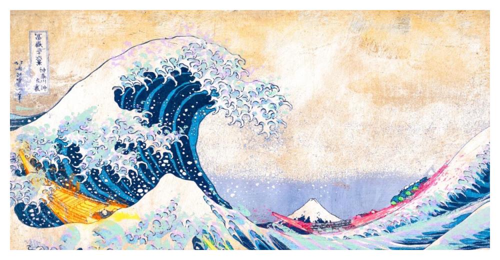 Hokusai's Wave 2.0 (detail)-Paper Art-50"x26"