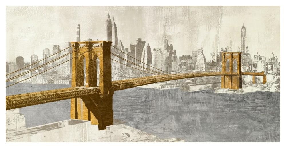 Gilded Brooklyn Bridge-Paper Art-50"x26"