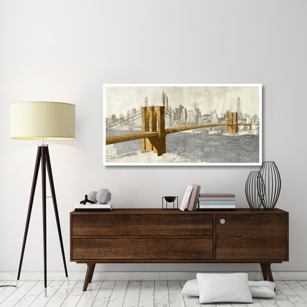 Gilded Brooklyn Bridge-Paper Art-62&quotx32"