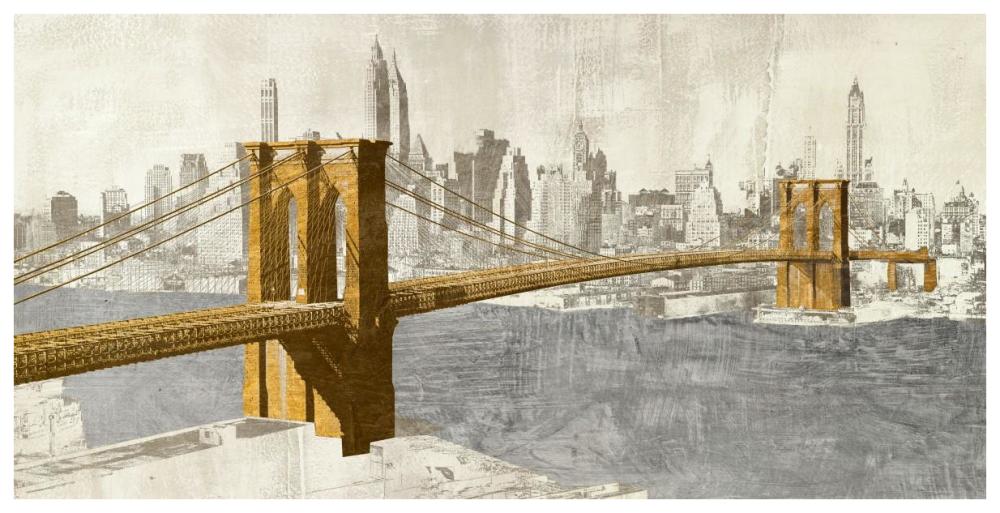 Gilded Brooklyn Bridge-Paper Art-74"x38"
