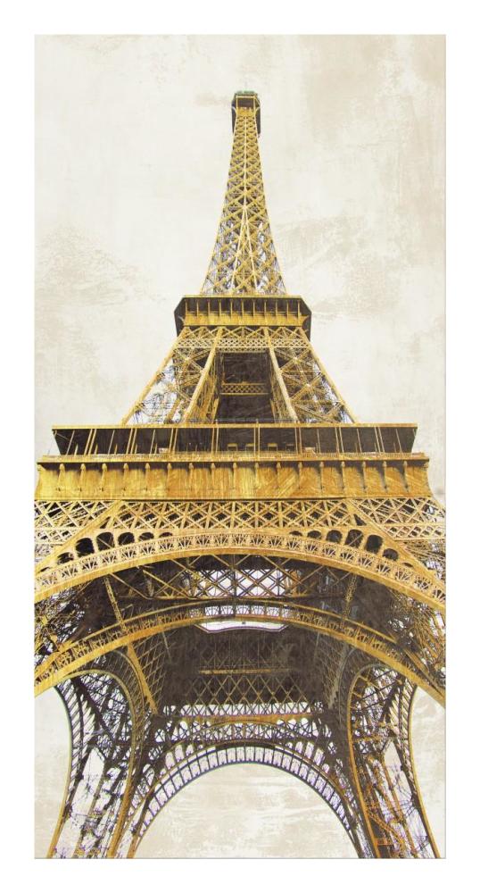 Gilded Eiffel Tower-Paper Art-14"x26"