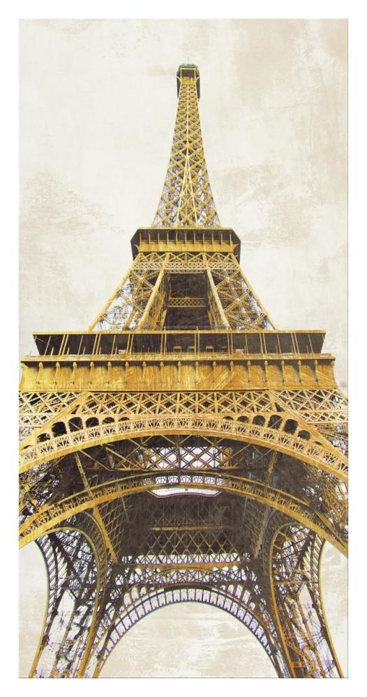 Gilded Eiffel Tower-Paper Art-20"x38"