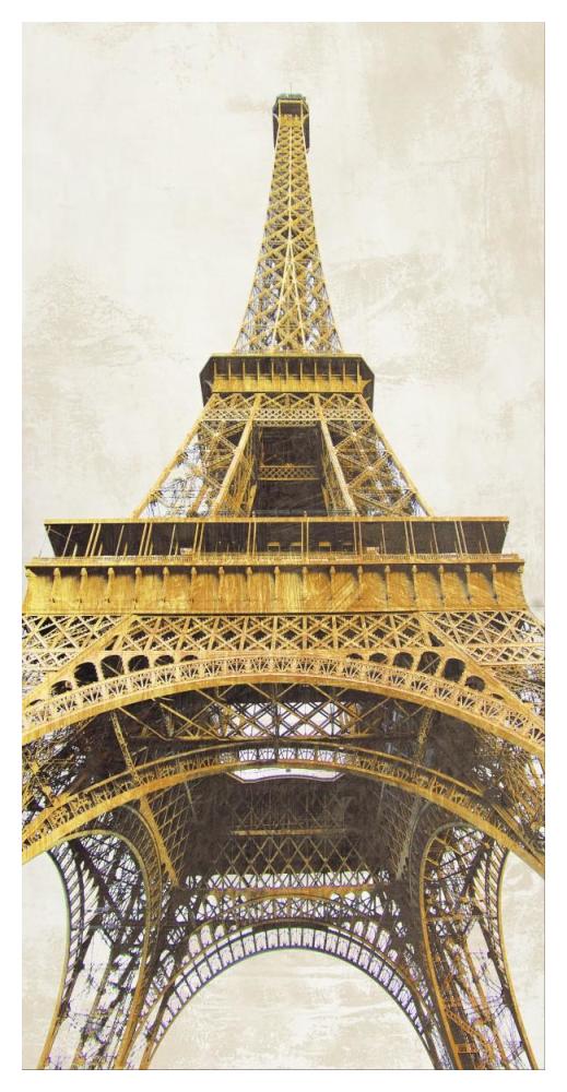 Gilded Eiffel Tower-Paper Art-26"x50"