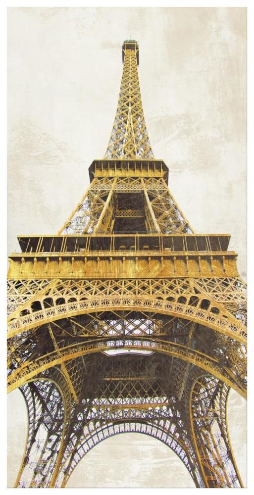 Gilded Eiffel Tower-Paper Art-38"x74"