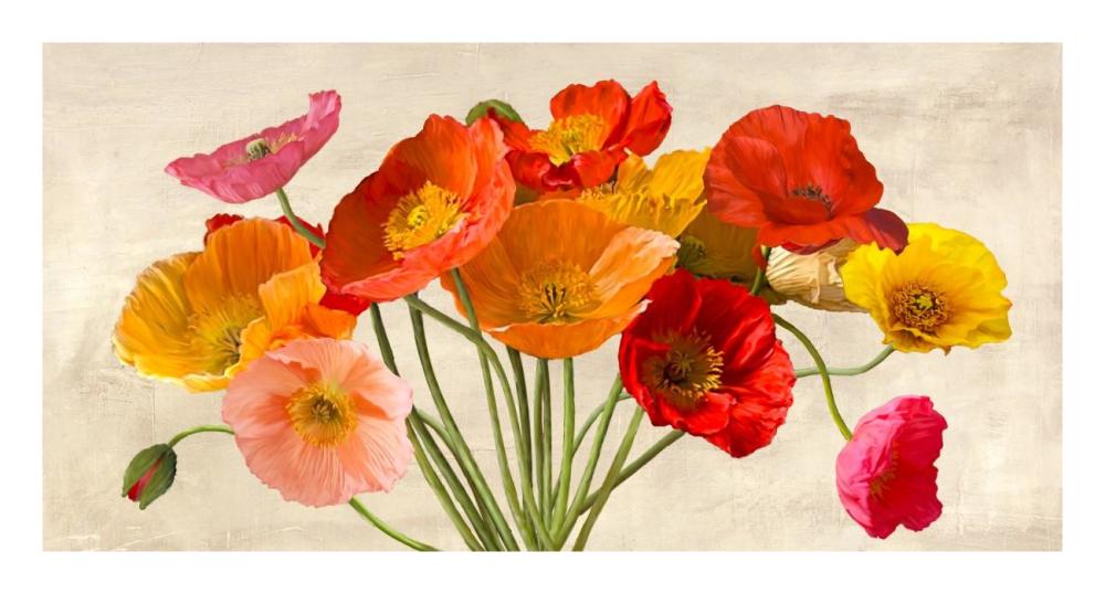 Poppies in Spring-Paper Art-26"x14"