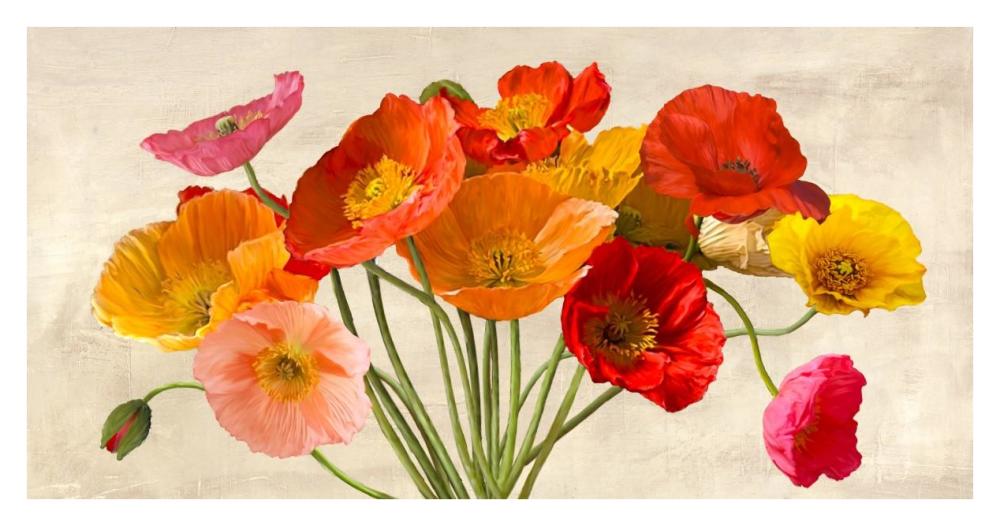 Poppies in Spring-Paper Art-38"x20"