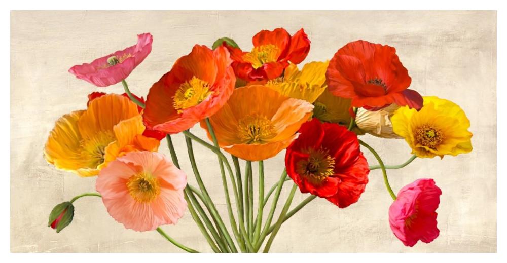 Poppies in Spring-Paper Art-50"x26"
