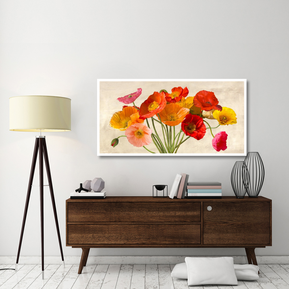 Poppies in Spring-Paper Art-62&quotx32"
