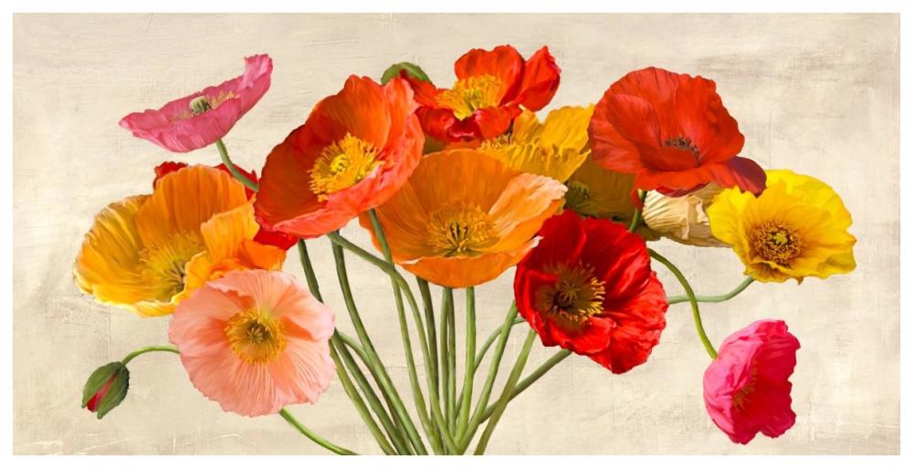 Poppies in Spring-Paper Art-74"x38"