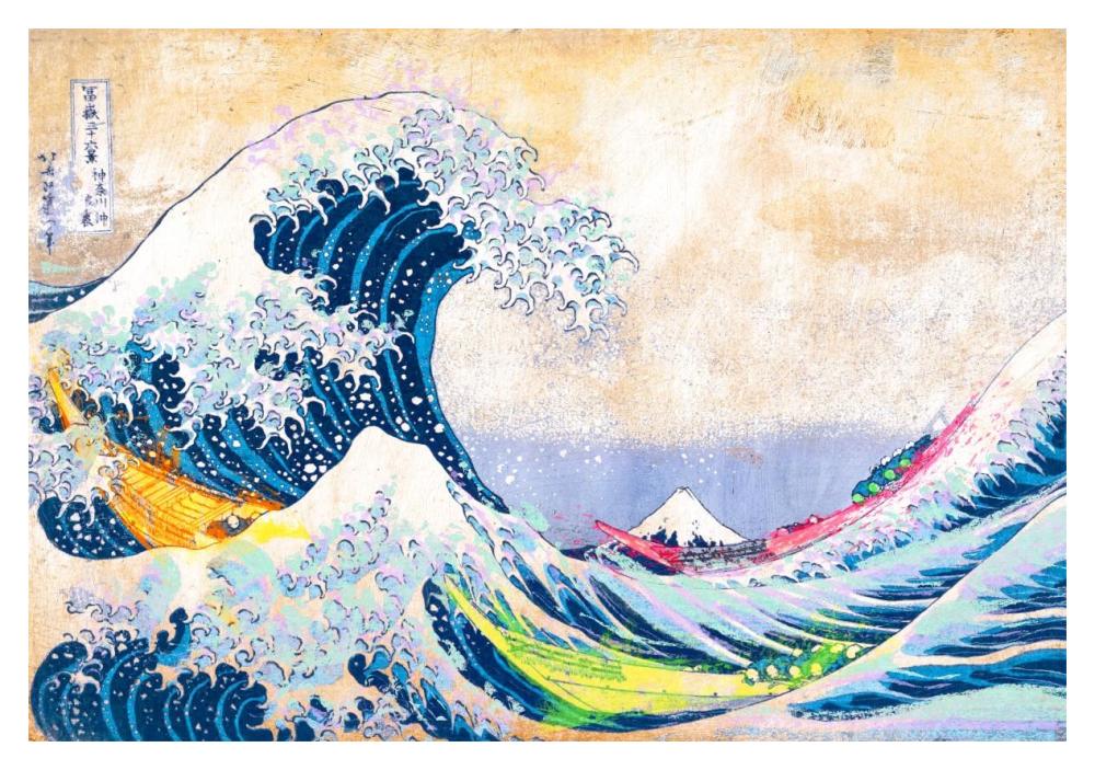 Hokusai's Wave 2.0-Paper Art-20"x14"