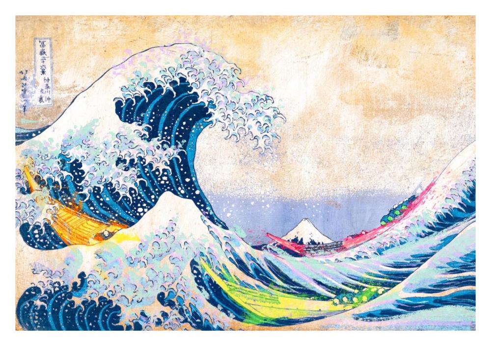 Hokusai's Wave 2.0-Paper Art-32"x22"