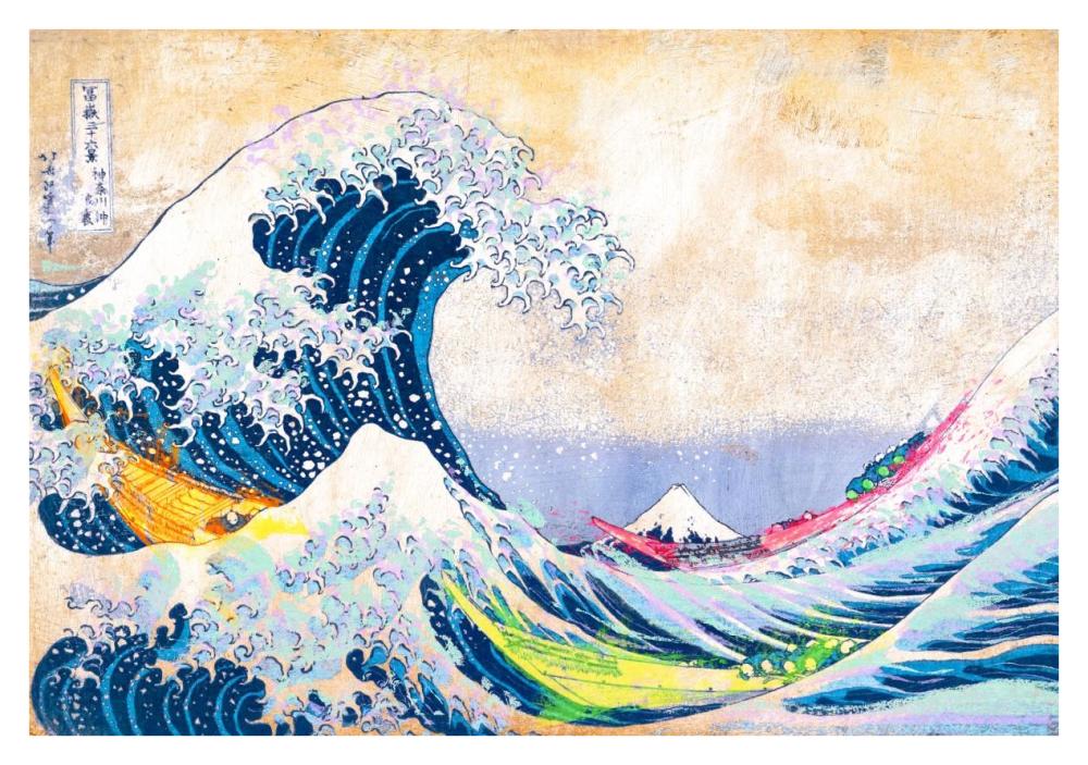 Hokusai's Wave 2.0-Paper Art-38"x26"