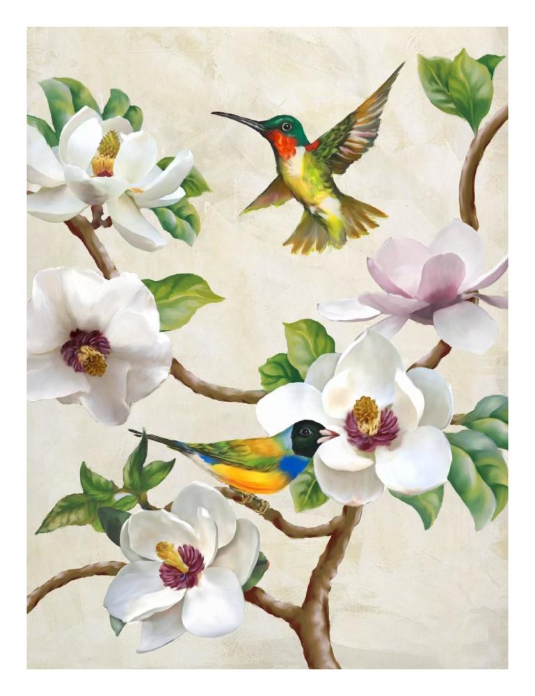 Magnolia and Birds-Paper Art-20"x26"