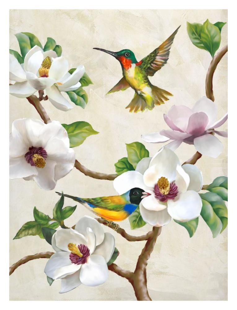 Magnolia and Birds-Paper Art-26"x34"