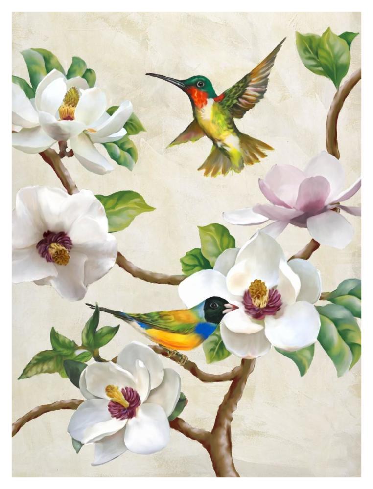 Magnolia and Birds-Paper Art-32"x42"