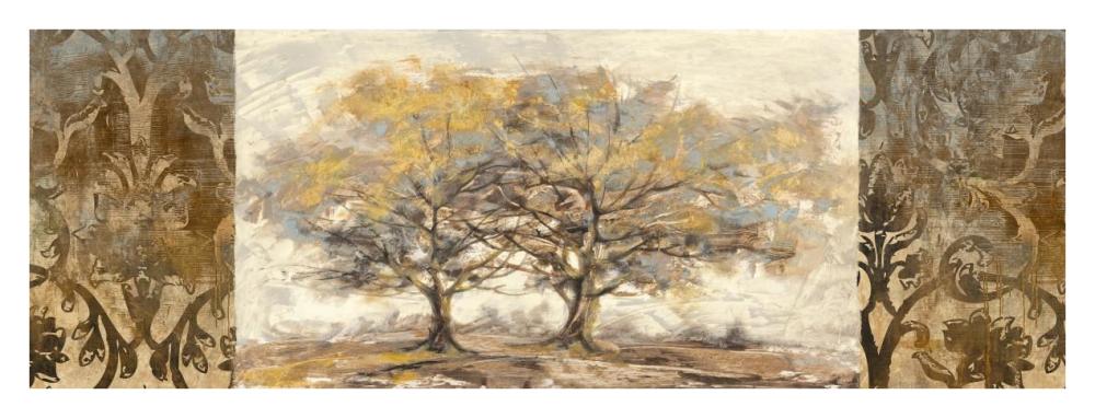 Golden trees-Paper Art-38"x14"