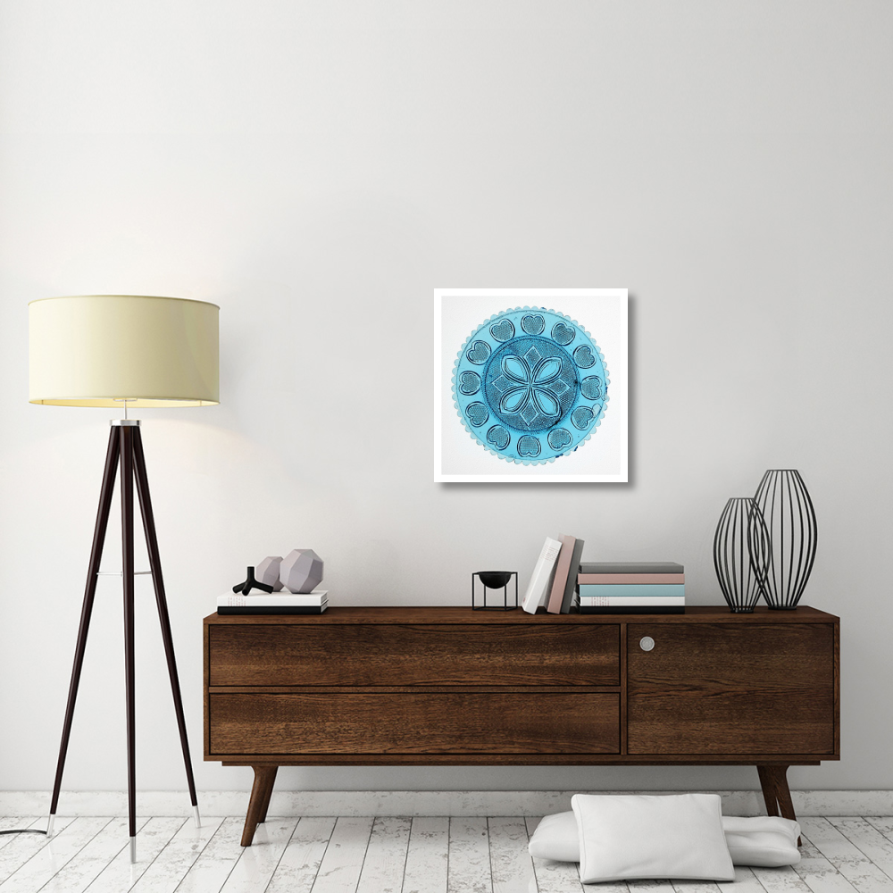 Blue Pressed Glass Plate-Paper Art-26&quotx26"