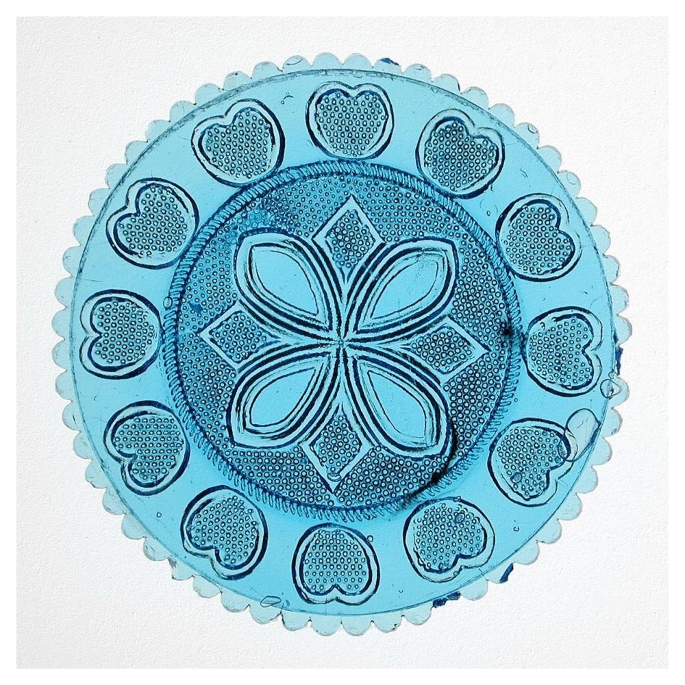 Blue Pressed Glass Plate-Paper Art-42"x42"