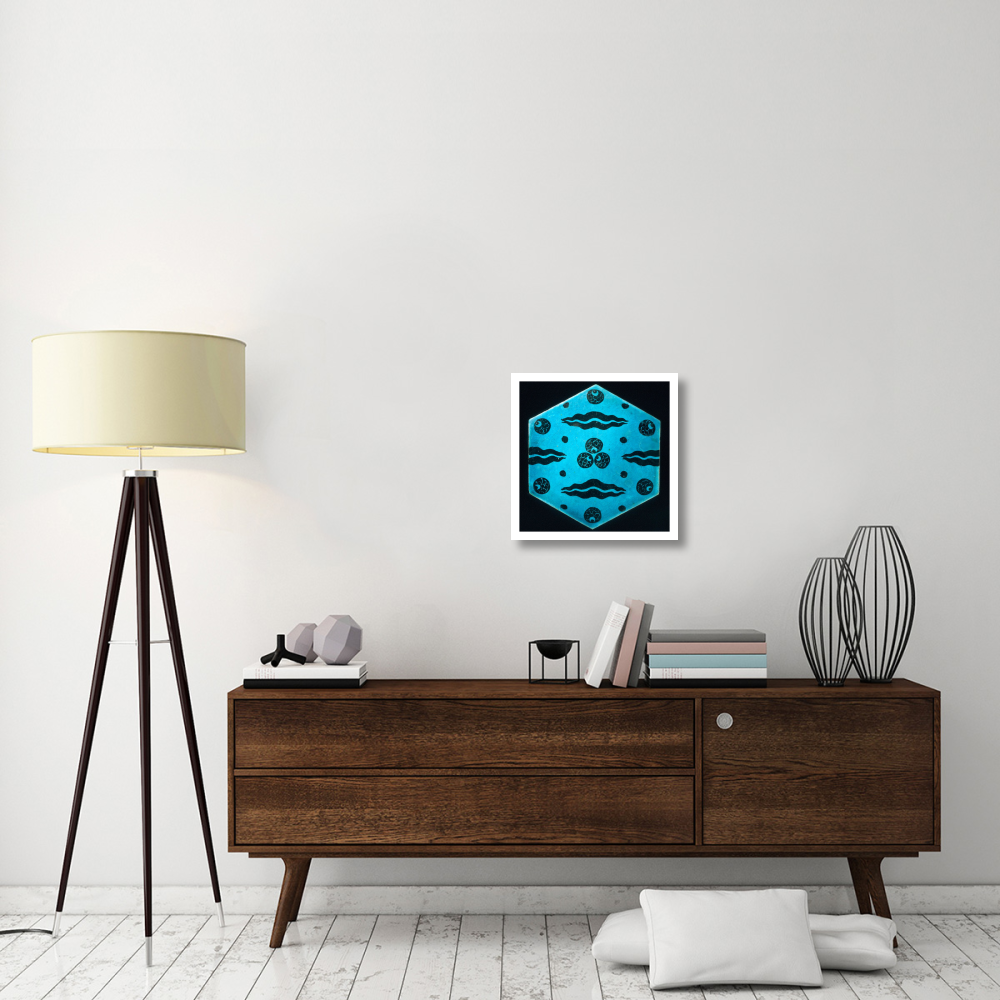 Blue Hexagonal Tile-Paper Art-20&quotx20"