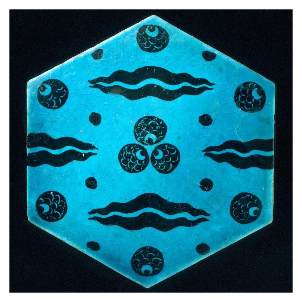 Blue Hexagonal Tile-Paper Art-32"x32"