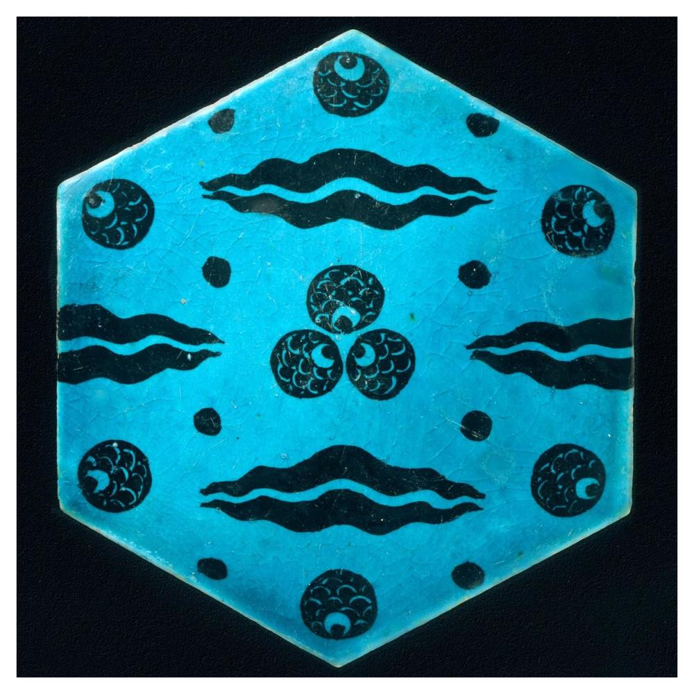 Blue Hexagonal Tile-Paper Art-42"x42"