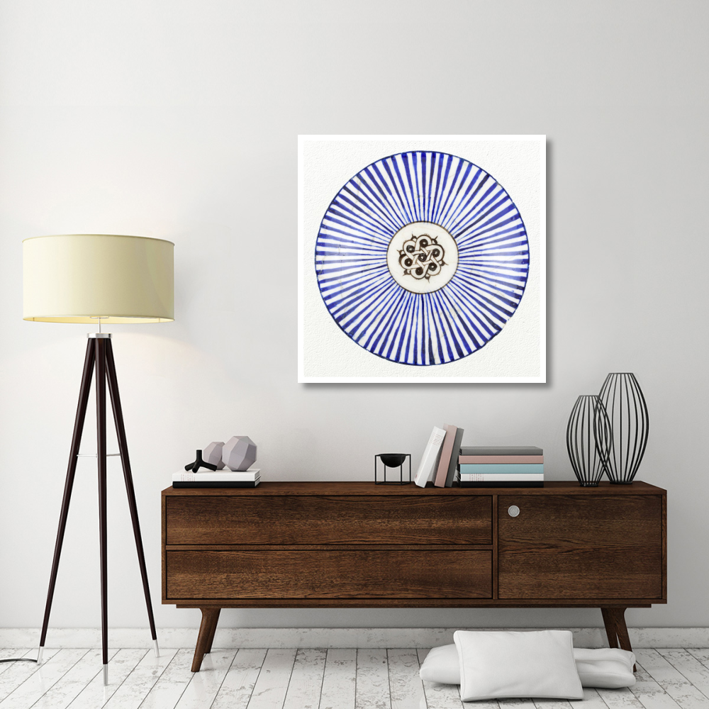 Blue Striped Bowl-Paper Art-42&quotx42"