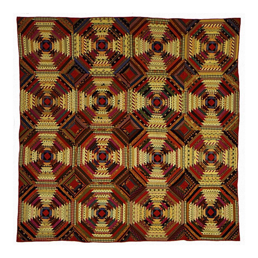 Quilt, 'Log Cabin' Pattern, 'Pineapple' variation-Paper Art-20"x20"