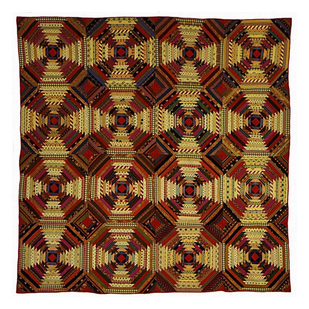 Quilt, 'Log Cabin' Pattern, 'Pineapple' variation-Paper Art-26"x26"