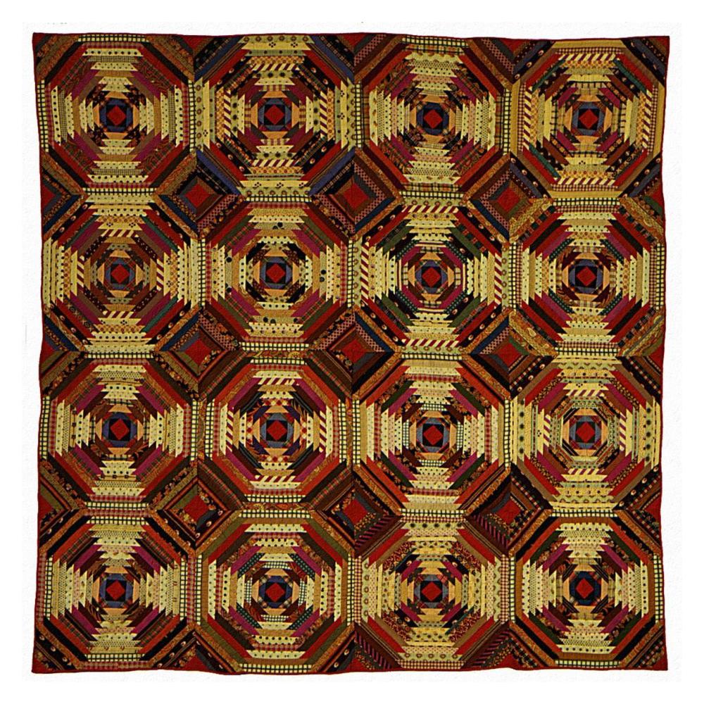 Quilt, 'Log Cabin' Pattern, 'Pineapple' variation-Paper Art-32"x32"