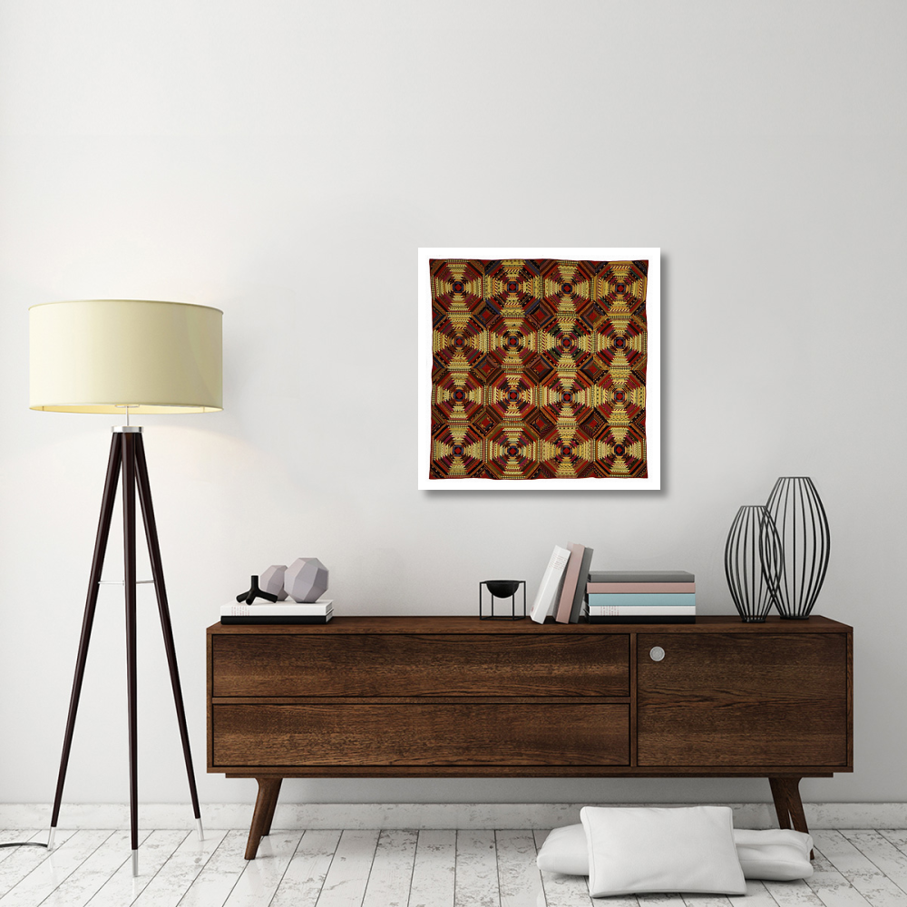 Quilt, 'Log Cabin' Pattern, 'Pineapple' variation-Paper Art-32&quotx32"