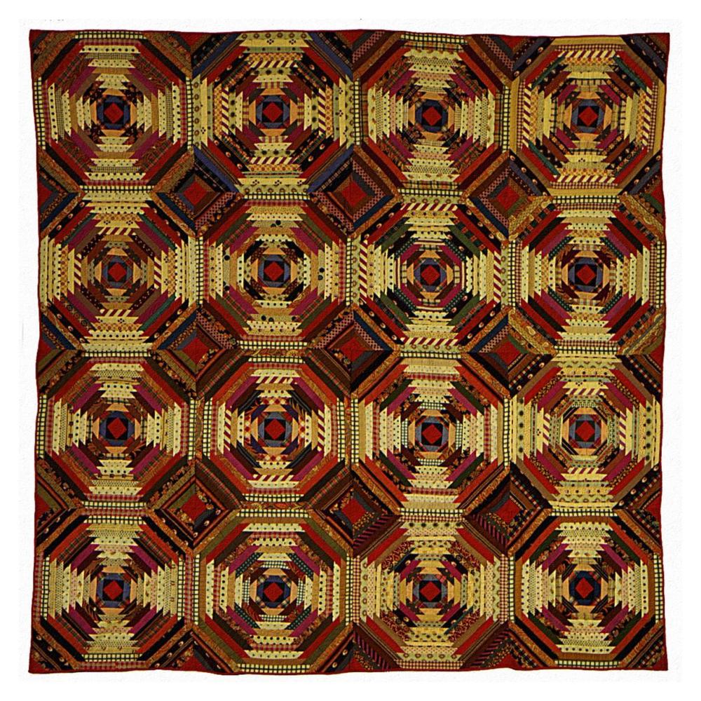 Quilt, 'Log Cabin' Pattern, 'Pineapple' variation-Paper Art-38"x38"
