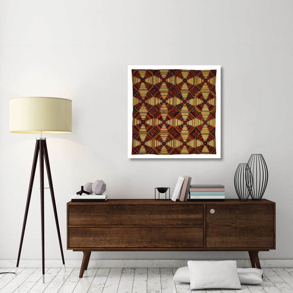 Quilt, 'Log Cabin' Pattern, 'Pineapple' variation-Paper Art-38&quotx38"