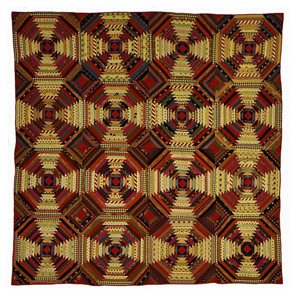 Quilt, 'Log Cabin' Pattern, 'Pineapple' variation-Paper Art-42"x42"