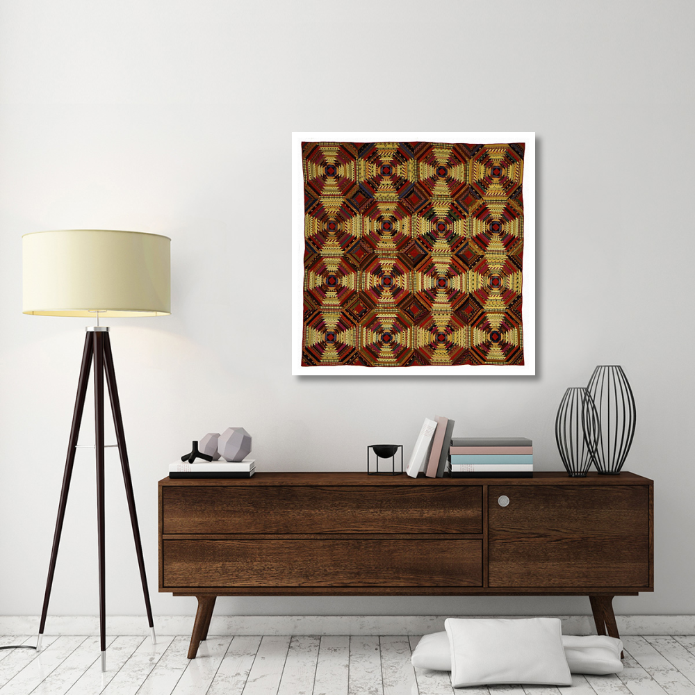 Quilt, 'Log Cabin' Pattern, 'Pineapple' variation-Paper Art-42&quotx42"