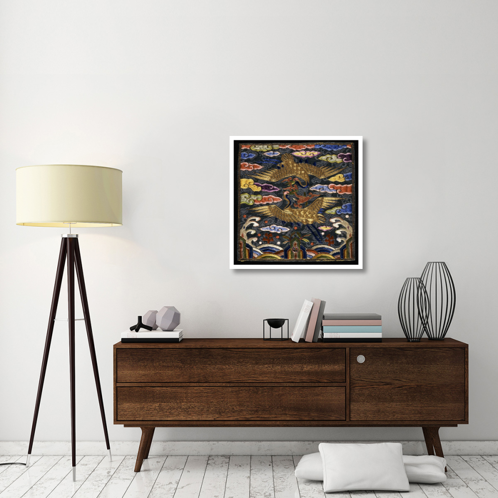 Pair of Badges (Hyungbae) of the Upper Civil Rank with Two Cranes-Paper Art-32&quotx32"